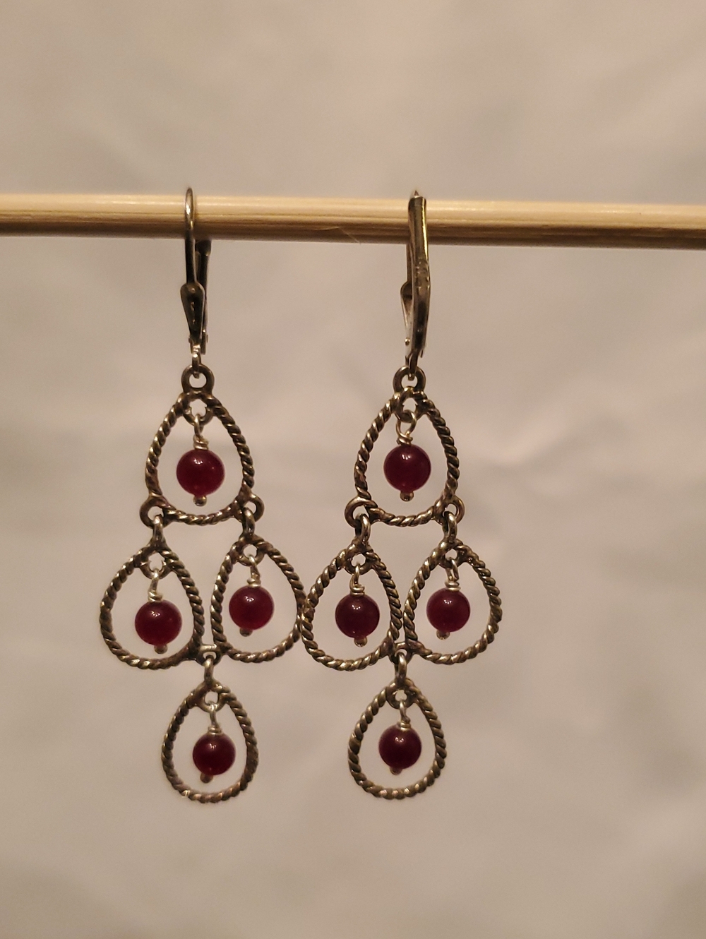 Nicky Butler Red Stone Sterling Silver Chandelier Earrings